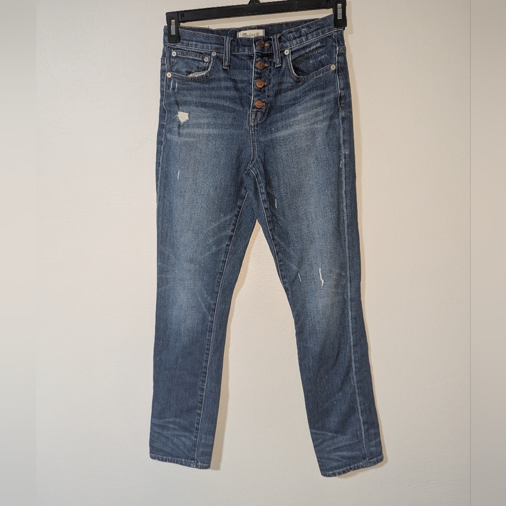 25‎ Madewell Distressed The High-Rise Slim Boyjean Jeans